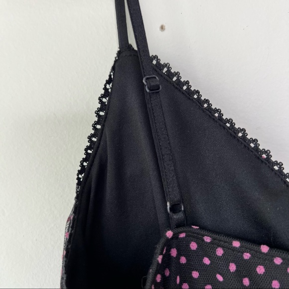 Charlotte Russe Y2K black tulle pink Swiss dot midi vintage slip dress Sz S - Picture 7 of 13